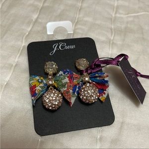 NWT J.Crew Rhinestone Bow Earrings